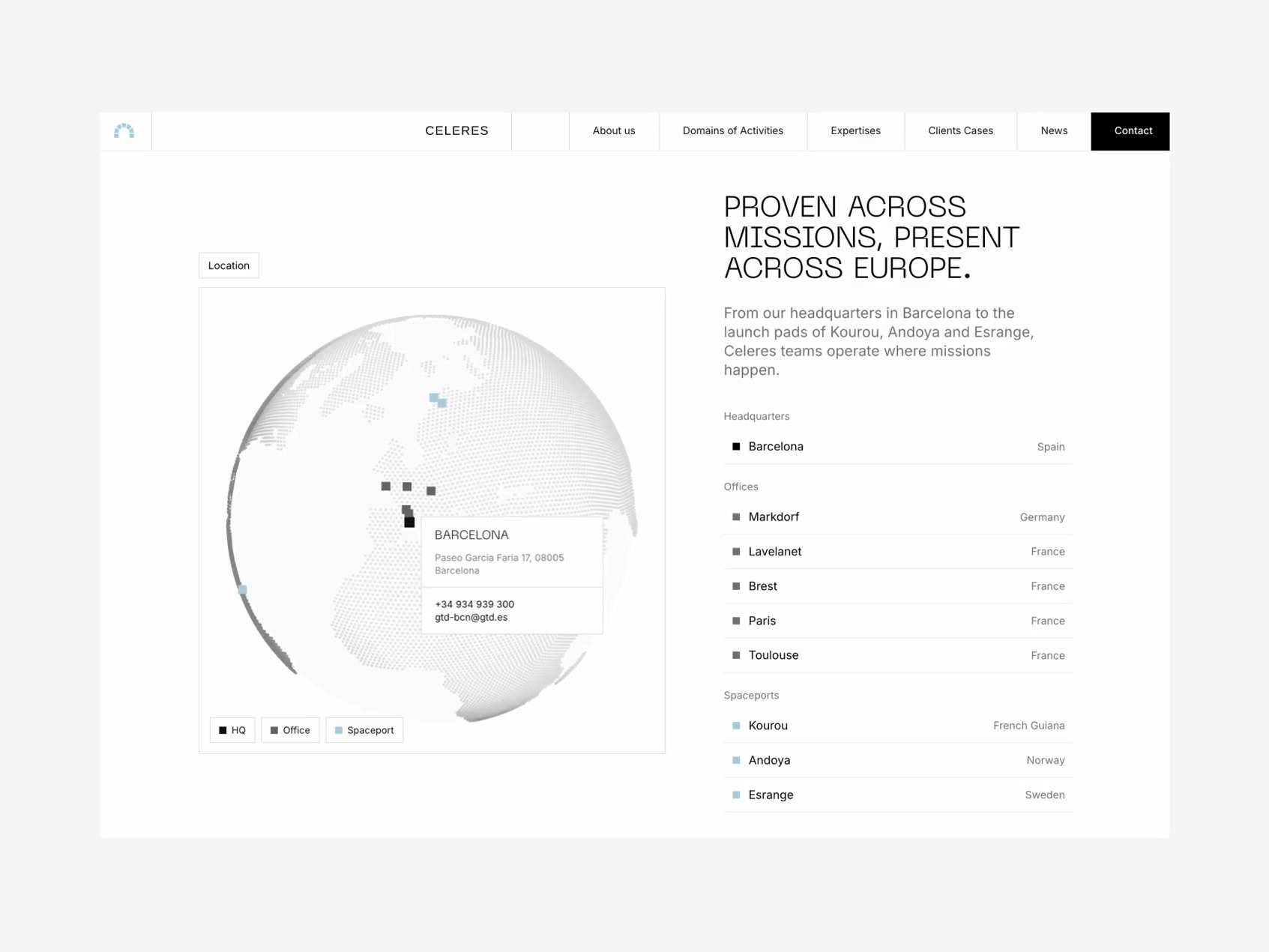 Celeres, Website globe animation